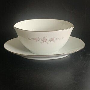 Noritake China “Gail” Gravy Boat with Under Plate #6710